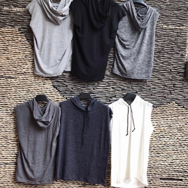 Áo Tanktop có mũ trắng nam