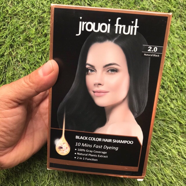 Dầu GỘI LÀ ĐEN Jrouoi Fruit Black Color Hair Shampoo 8 gói