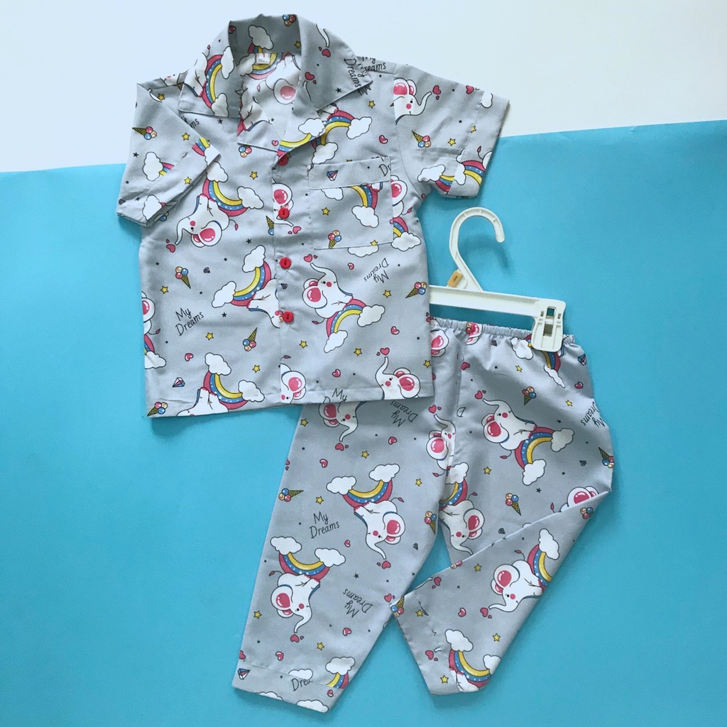 Pijama tay ngắn cho bé vải kate thái size 10-45kg nhiều mẫu