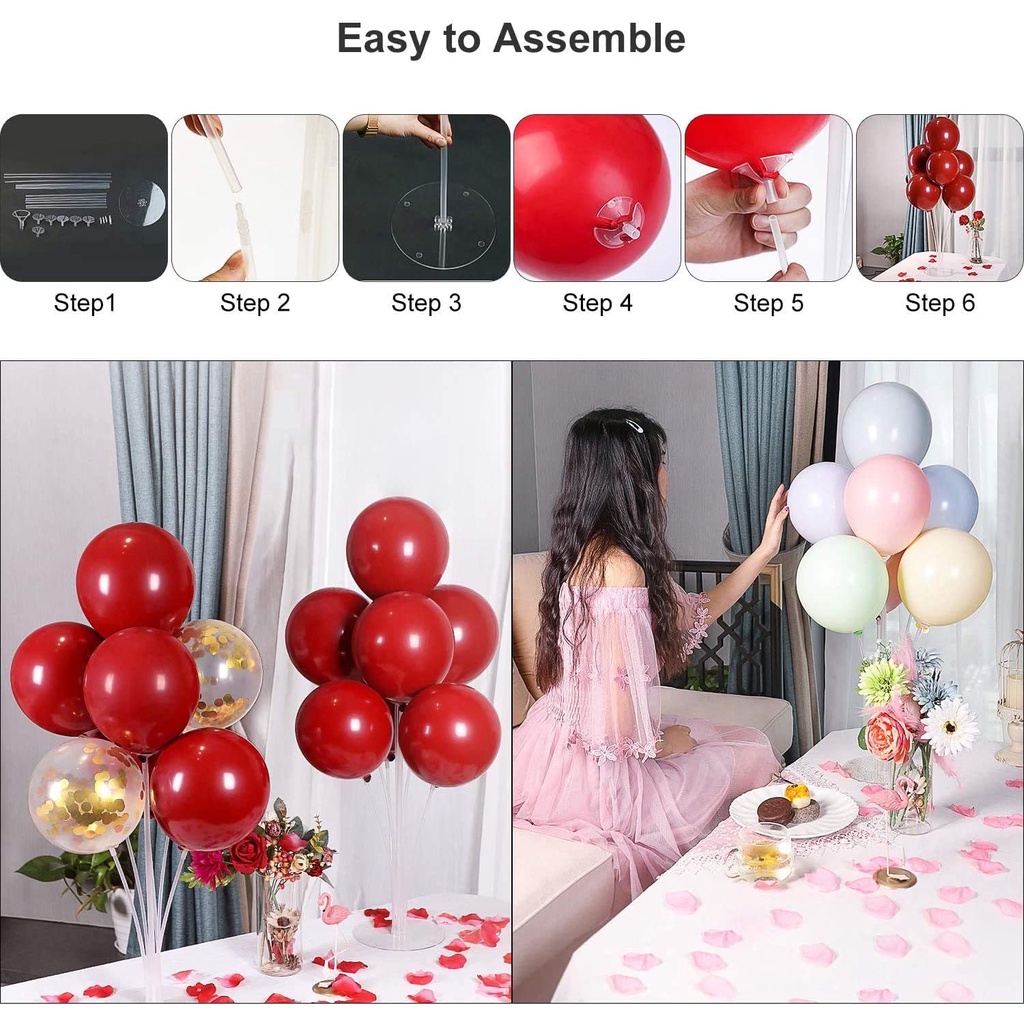 Bộ 4 Giá Đỡ Bong Bóng Màu Trong Suốt Có Thể Tái Sử Dụng Dùng Trang Trí Tiệc Sinh Nhật/Tiệc Cưới