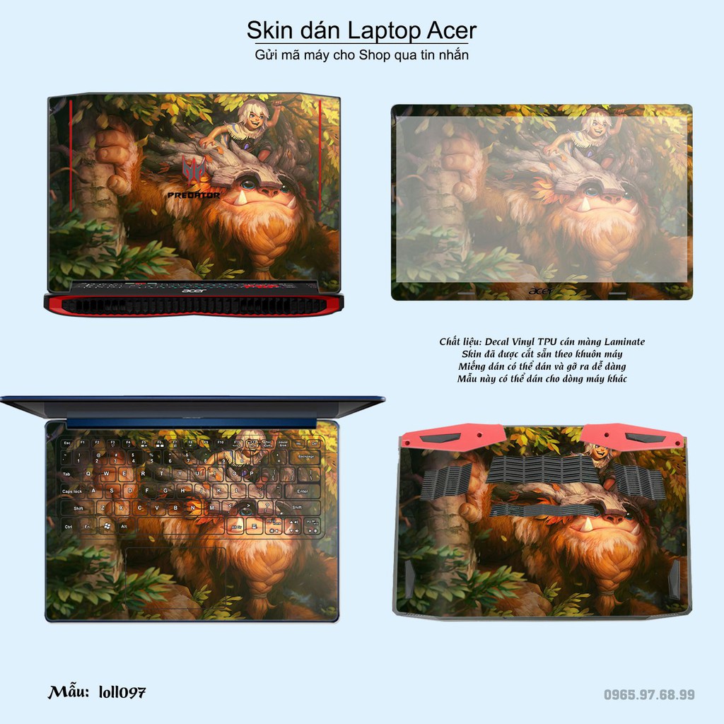 Skin dán Laptop Acer in hình Liên Minh Huyền Thoại nhiều mẫu 14 (inbox mã máy cho Shop)