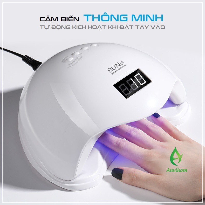 MÁY HƠ GEL- MÁY SẤY MÓNG - ĐÈN SẤY MÓNG SUN 5 TEM XANH CHÍNH HÃNG 48W UV/LED DỤNG CỤ LÀM MÓNG NAIL ANVIHOM | BigBuy360 - bigbuy360.vn