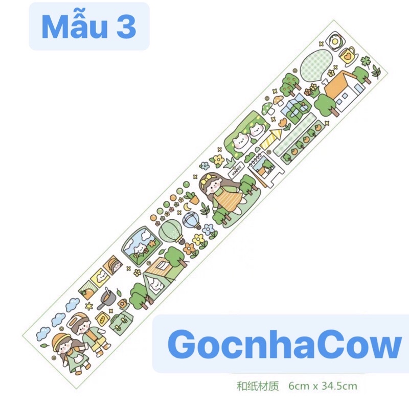 Miếng Stiker Dài Dán Hình Gấu Dán Trang Trí Sổ Tay Xinh Xắn