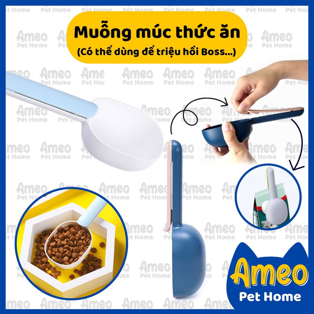 [Hàng Đẹp] Xẻng xúc hạt cho chó mèo - Muỗng/Thìa nhựa múc thức ăn cho thú cưng nhiều màu - Ameo Pet Home