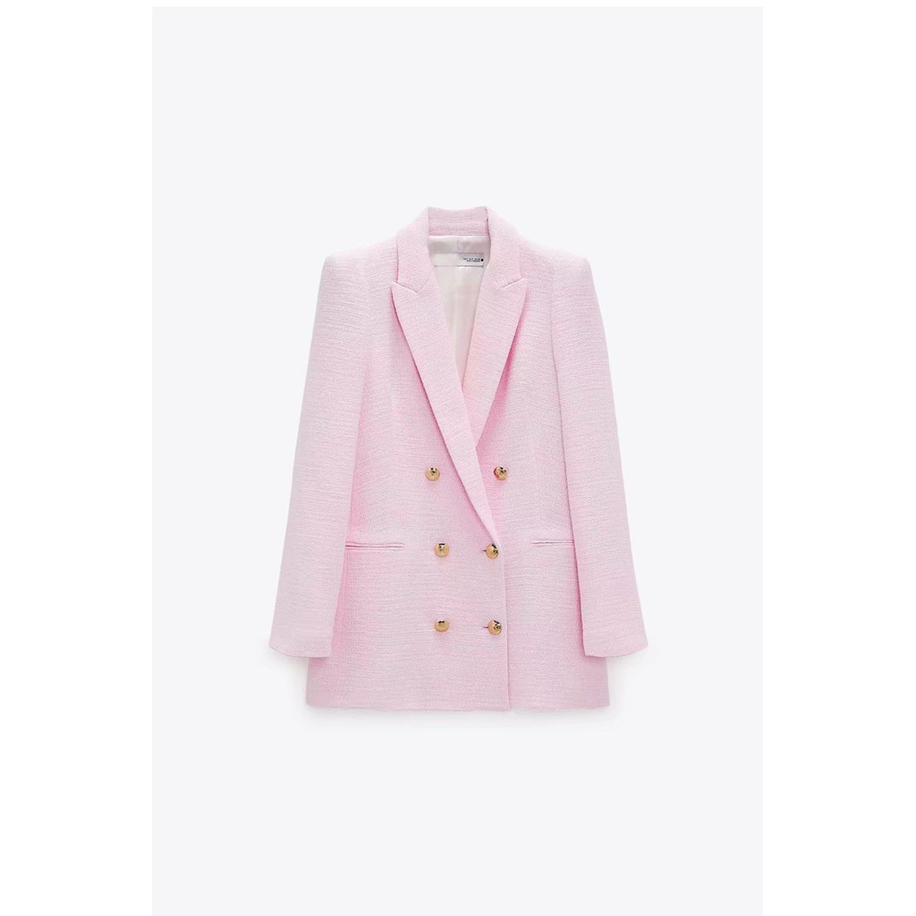 ÁO BLAZER ZRA NỮ MÀU HỒNG VẢI DỆT HAI HÀNG KHUY | BigBuy360 - bigbuy360.vn