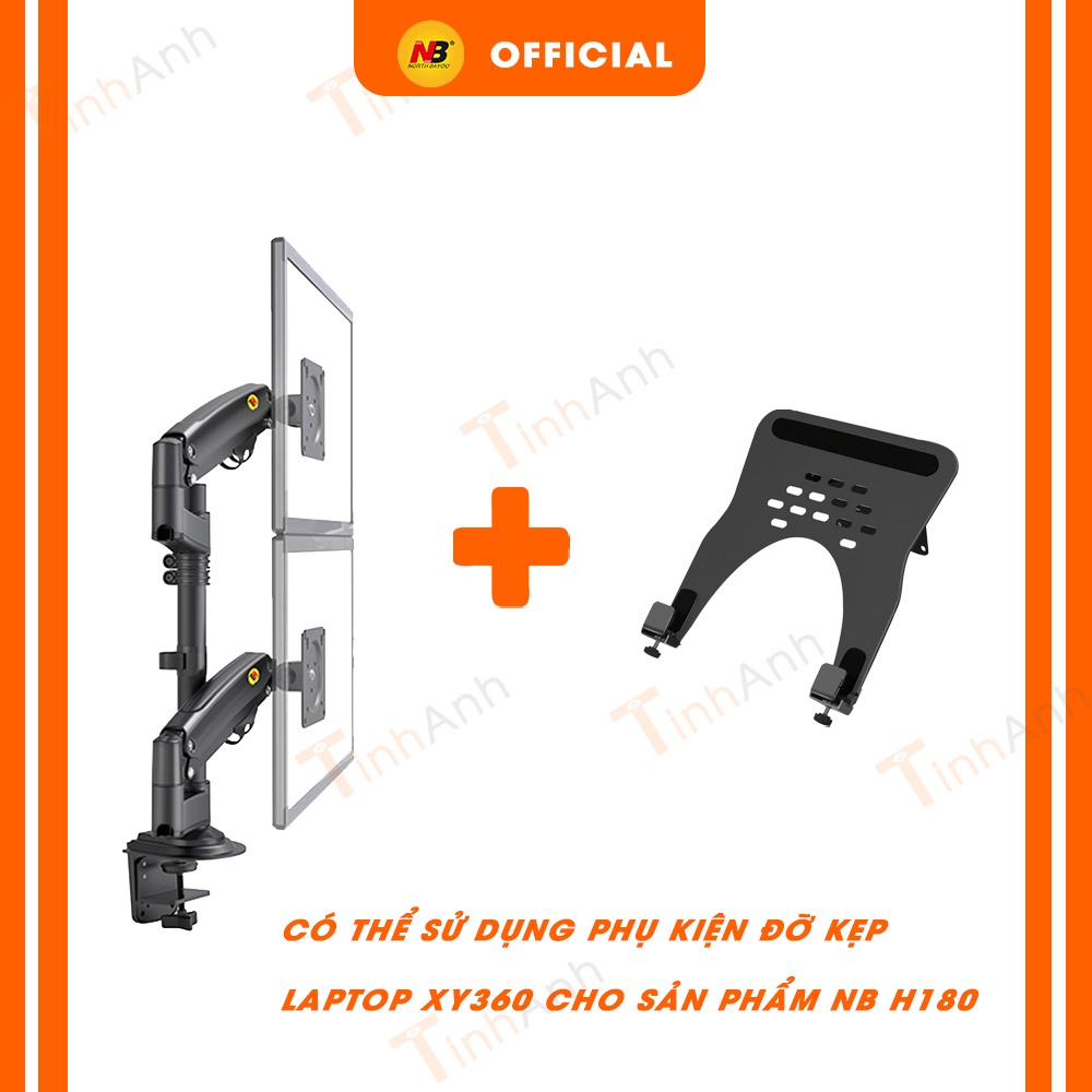 Giá treo đỡ 2 màn hình máy tính 17 - 32 inch NB H180 cao cấp nâng đỡ xoay 360 độ kẹp bàn làm việc đa năng