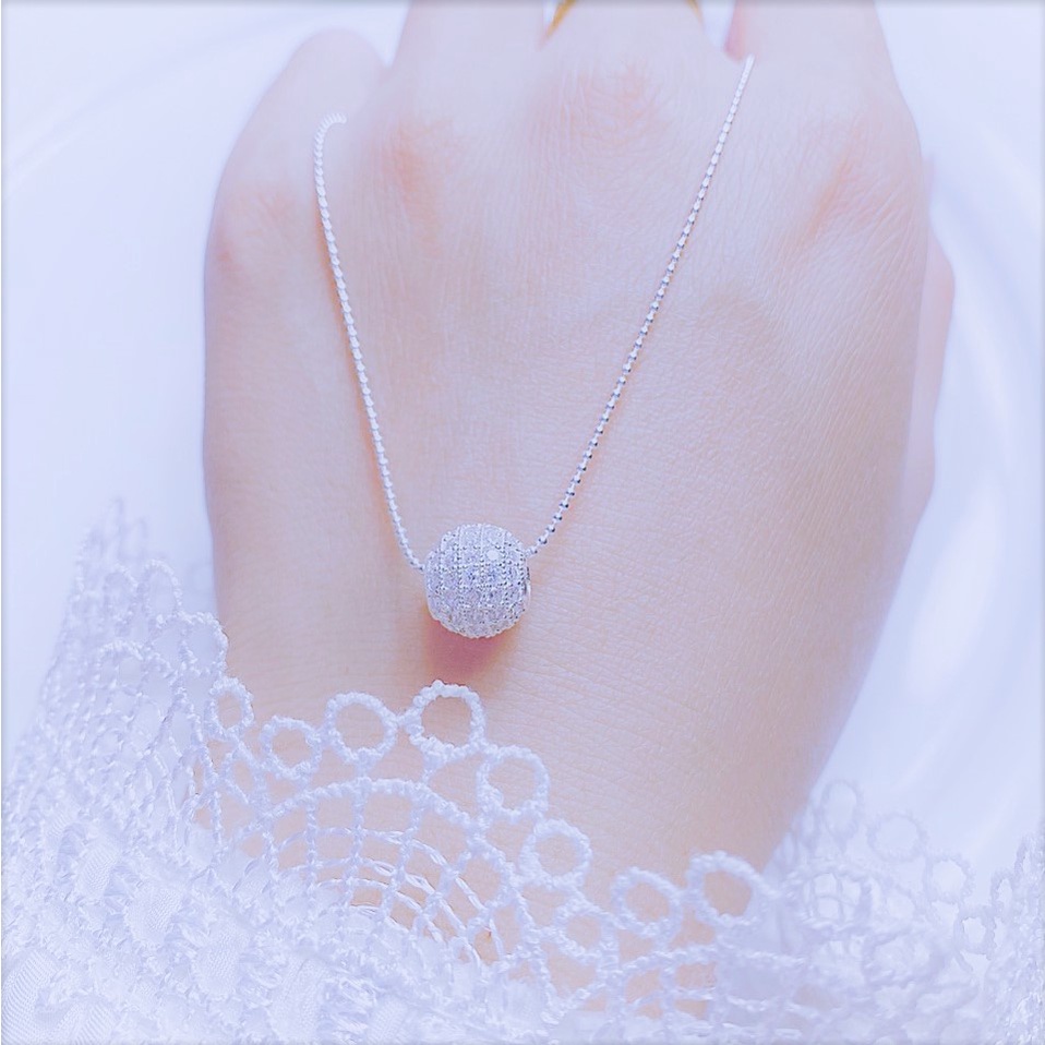 Dây chuyền bạc nữ mặt quả cầu ánh sáng, Vòng cổ bi bạc phong cách thời trang trẻ trung