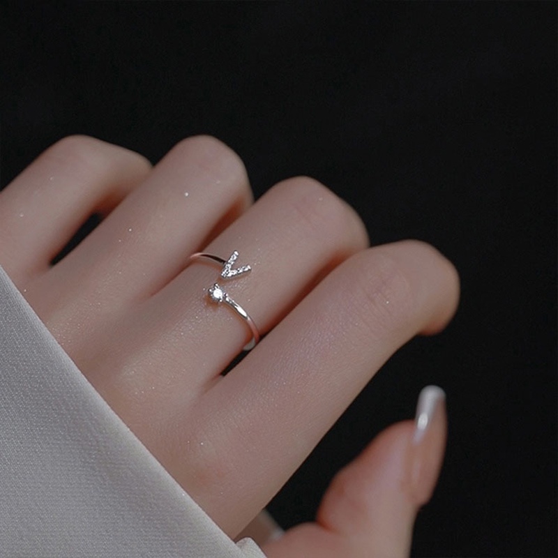 Nhẫn Cặp Khắc Chữ Cái / Chữ Số Tùy Chỉnh Kích Thước A-M Thời Trang Cho Nam Và Nữ
