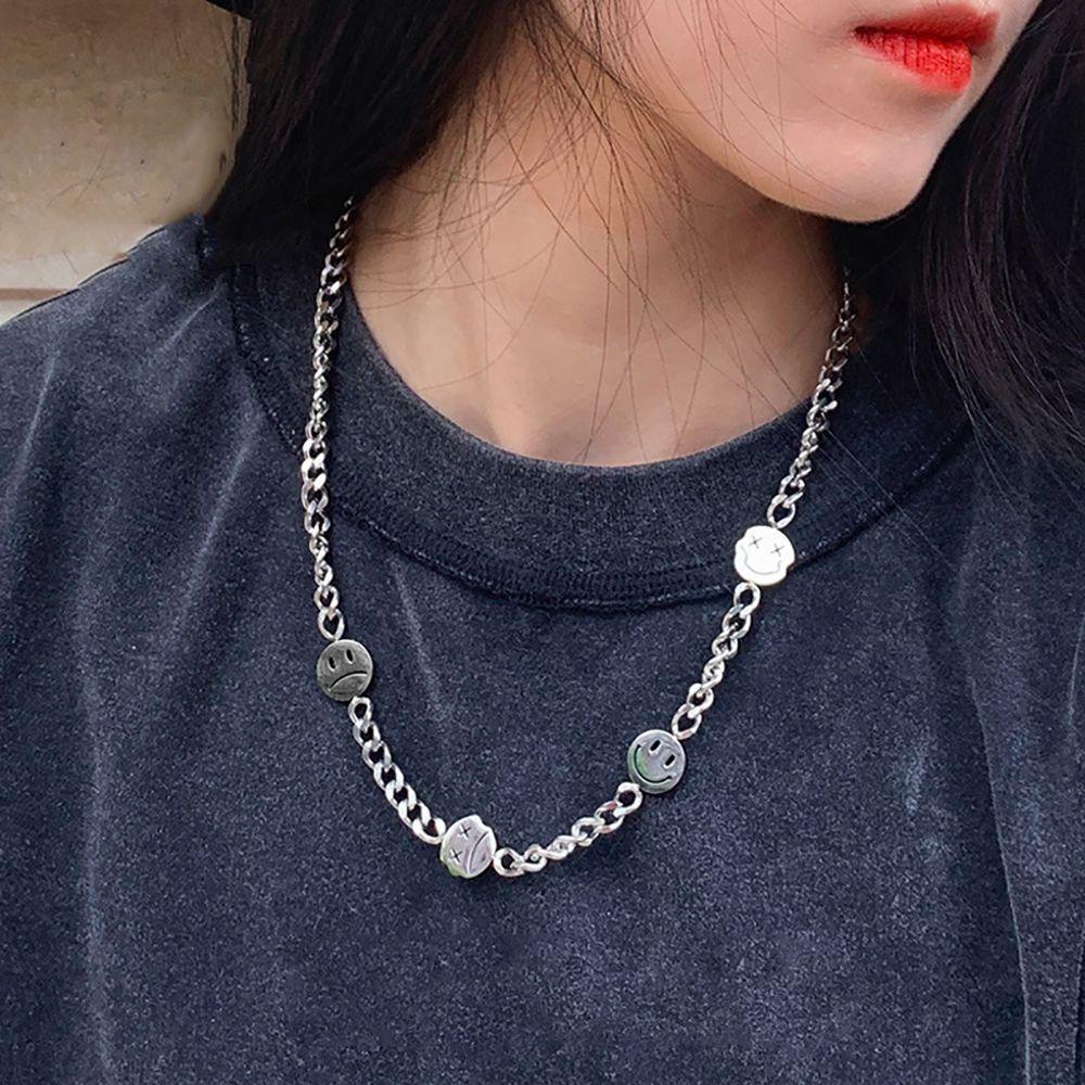 EXPEN Vòng cổ Choker Hai Mặt Hình Mặt Cười Dễ Thương Sáng Tạo Phong Cách Hàn Quốc Dành Cho Nam Nữ