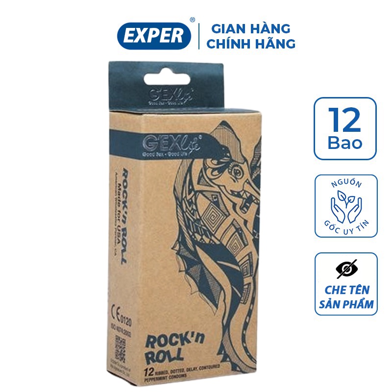 Bao cao su GEXlife RocknRoll bạc hà, bcs siêu mỏng gân gai hạt nổi kéo dài thời gian quan hệ
