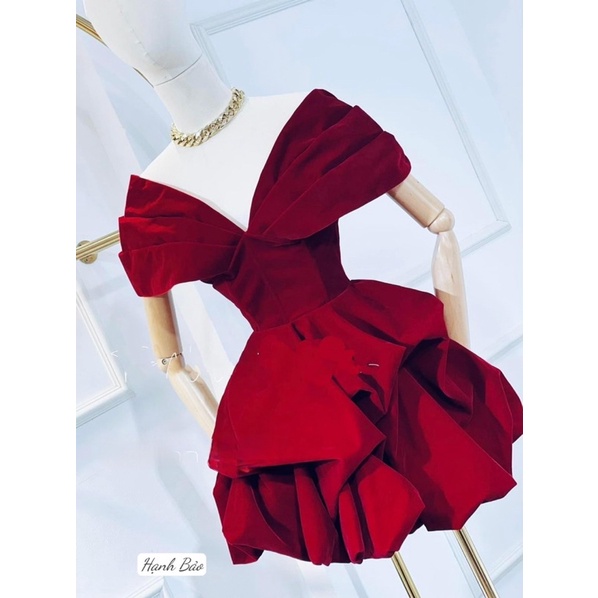 Đầm váy nhung rớt vai