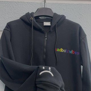 Áo Khoác Hoodie SADBOIZVIBES Zipper , Chất Nỉ Local Brand Sadboiz 7 Màu Hình In Chữ Thêu Full Tag SATO SHOP