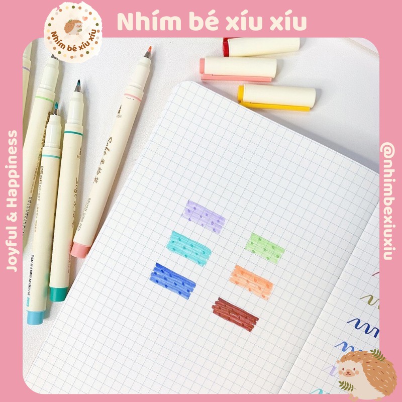 Bút SOFT Brush Calligraphy Lettering 12 màu sắc viết sổ Bullet Journal VT338