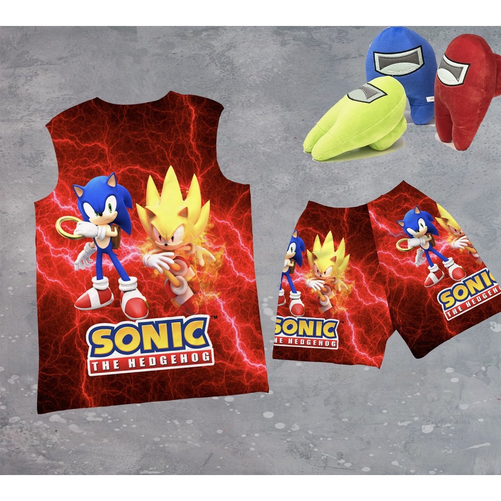 Bộ SONIC sat nách bé trai thun lạnh thai in 3D 10-60kg