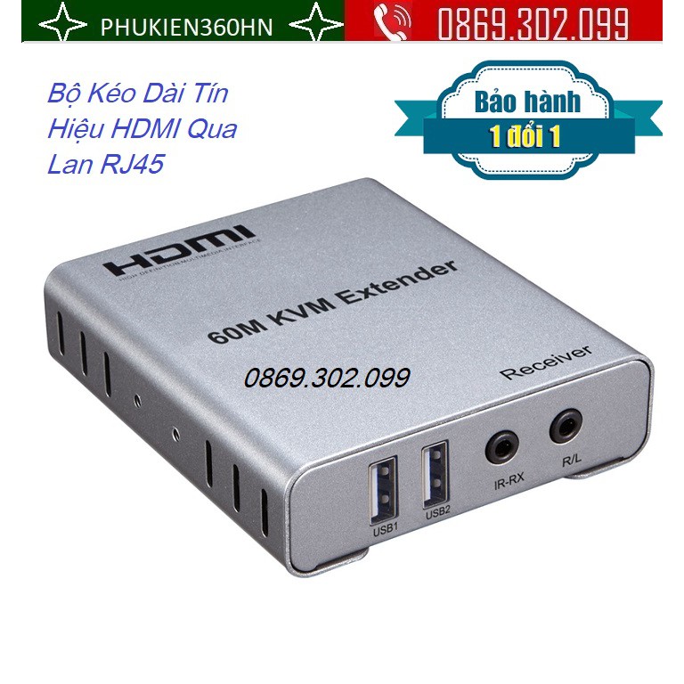 [Mã 155ELSALE giảm 7% đơn 300K] Bộ Kéo Dài Tín Hiệu HDMI Qua Lan RJ45 Hỗ Trợ UHD 4K, KVM Extender 60m