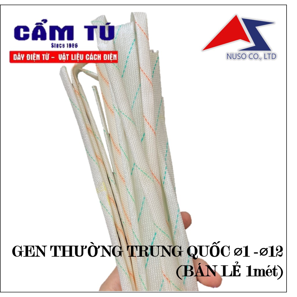 (1m) Gen cách điện sợi thủy tinh chịu nhiệt (bán lẻ từ ⌀1-⌀12) gen cách điện chịu nhiệt