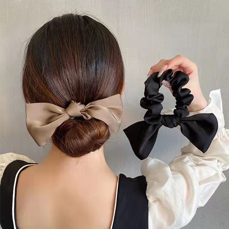 Dây Cột Tóc Cao Su Co Giãn Đính Nơ Cỡ Lớn Thời Trang Hàn Quốc Cho Nữ