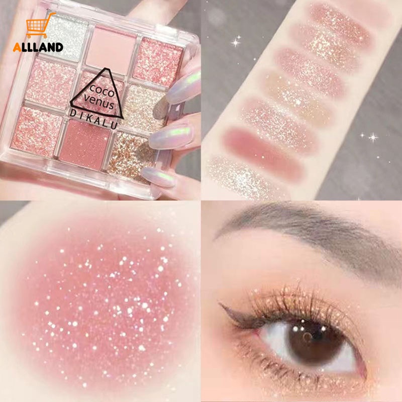 Bảng Phấn Mắt 9 Màu Lì/Nhũ Ngọc Trai/Ánh Ngọc Trai Mềm Mịn Trang Điểm Mịn Màng