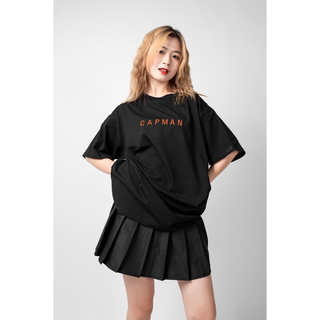 Áo thun cotton CAPMAN dáng rộng/ màu Đen (V426)
