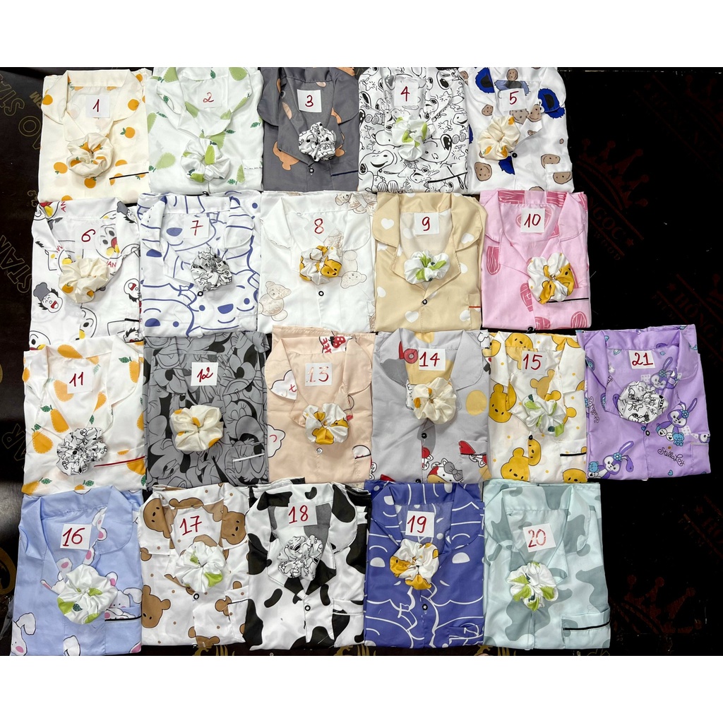 Bộ pijama CỘC ĐÙI hoạt hình nhiều mẫu - Set áo sơ mi cộc tay mặc nhà kèm sooc đùi ống rộng họa tiết dễ thương, cute