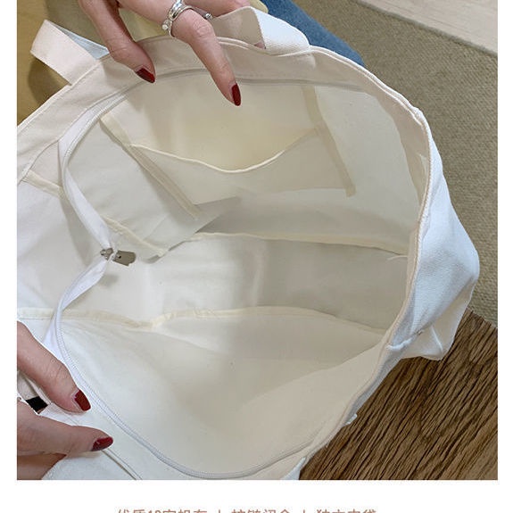 Túi canvas đeo chéo cỡ lớn in hình chú chó đơn giản thời trang dành cho học sinh