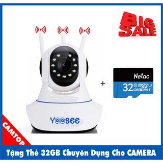 Camera wifi YooSee 3 Anten HD720P + Thẻ 32Gb Netac
