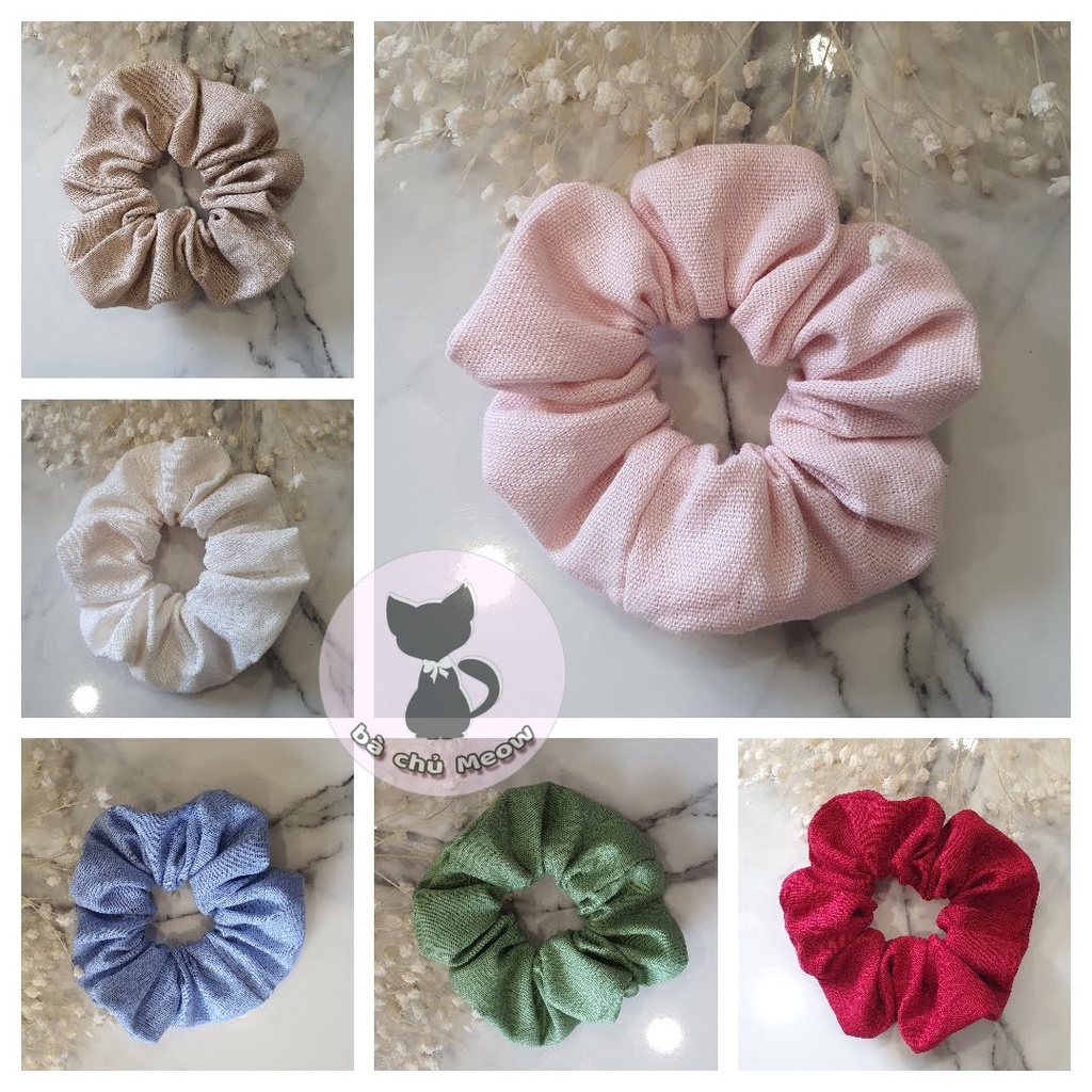Scrunchies Linen - Đồ Cột Tóc Vintage - Dây Cột Tóc Tông Màu Nhẹ Nhàng