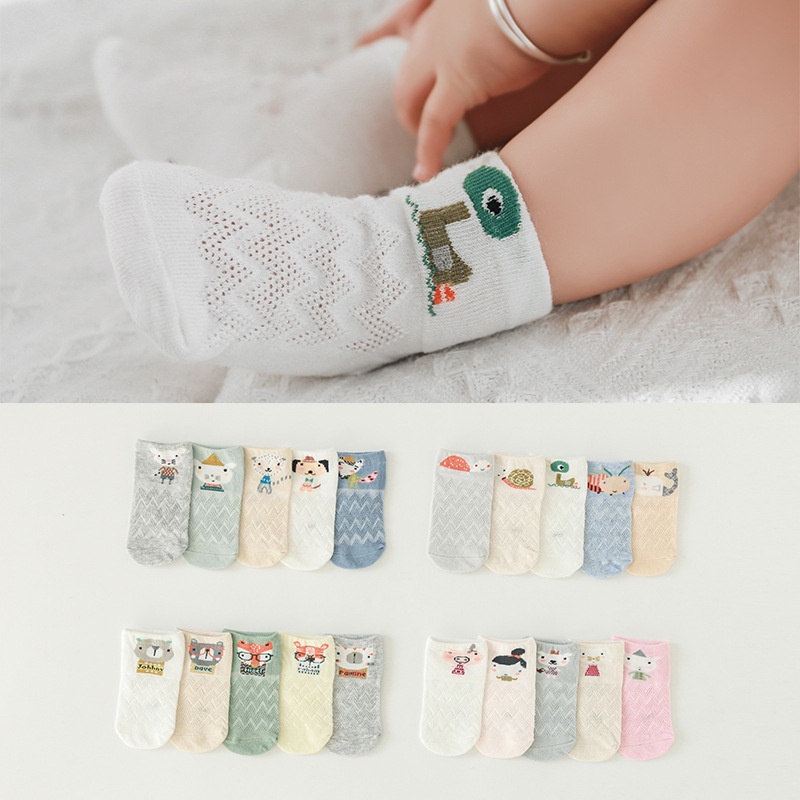 Vớ lưới thoáng khí họa tiết hoạt hình cho bé