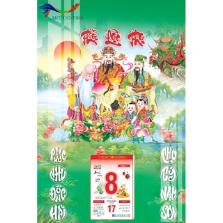 Lịch Gỗ Treo Tường Laminate Tráng Gương 2023 Phúc Lộc Thọ (40x60cm) TẶNG BLOC ĐẠI