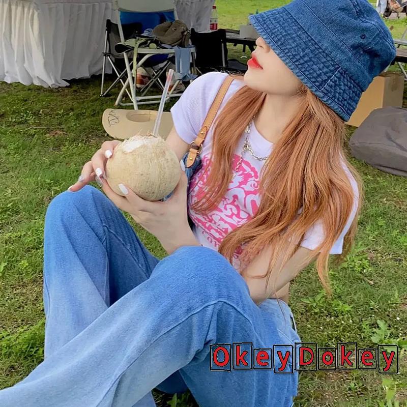 Áo Thun Crop Top Tay Ngắn Cổ Tròn In Họa Tiết Phong Cách Vintage Dành Cho Nữ