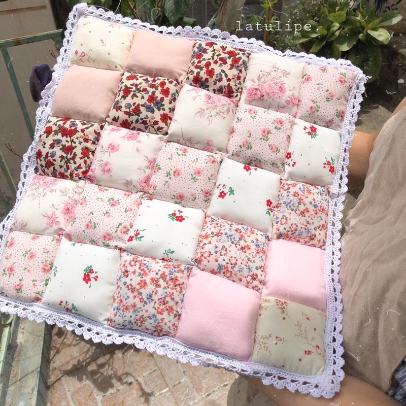 Nệm lót ghế Vintage vải ghép( Mẫu 3)