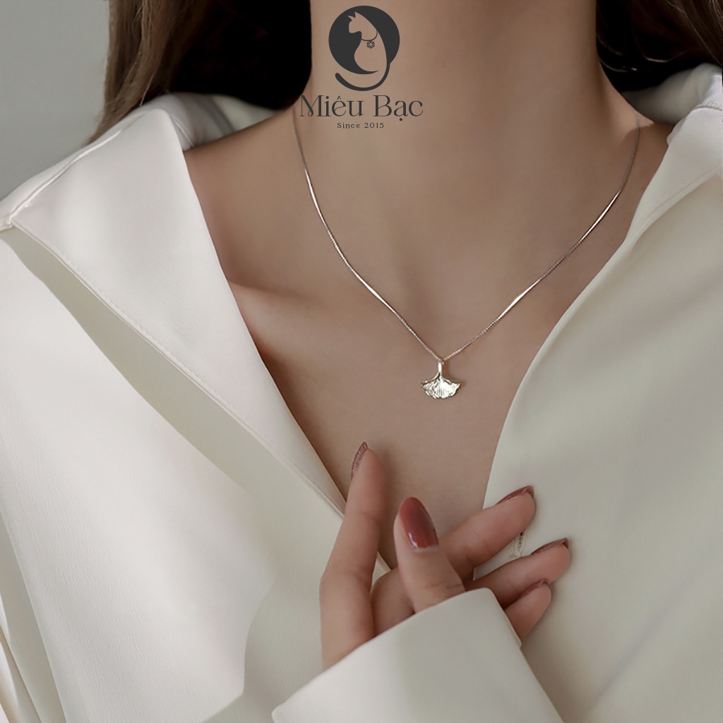 Dây chuyền bạc nữ lá Ngân Hạnh chất liệu bạc 925 thời trang phụ kiện trang sức nữ Miêu Bạc D400506x