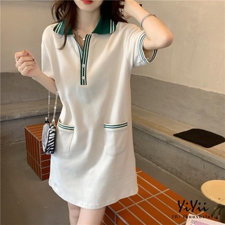 YiYii Studio - Váy nữ POLO mùa hè siêu xinh có túi 2 bên cổ đức dễ mặc
