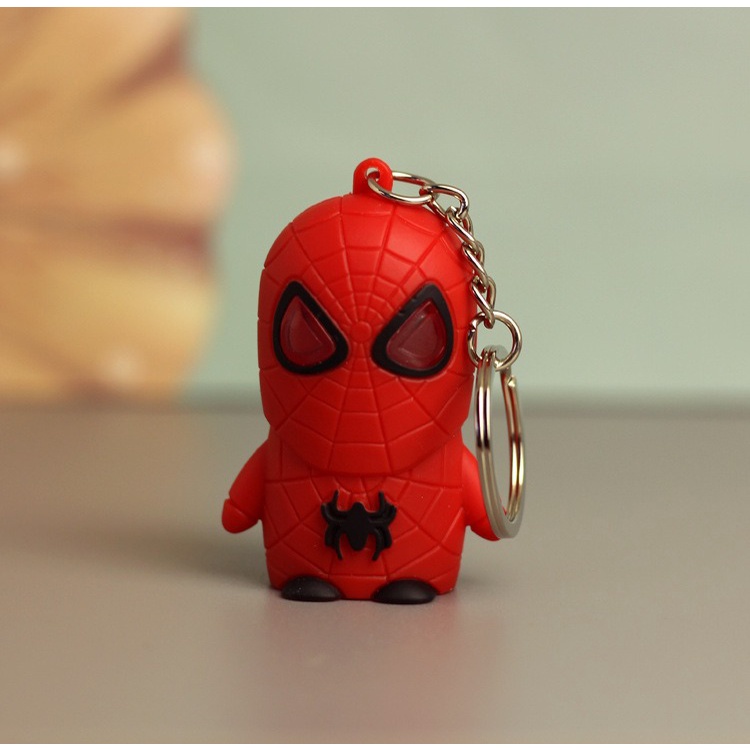 Móc Khóa Siêu Anh Hùng Avengers Người Dơi Người Sắt Đội Trưởng Mỹ Người Nhện Phát Sáng Đèn Led Có Nhạc Có Đèn 3