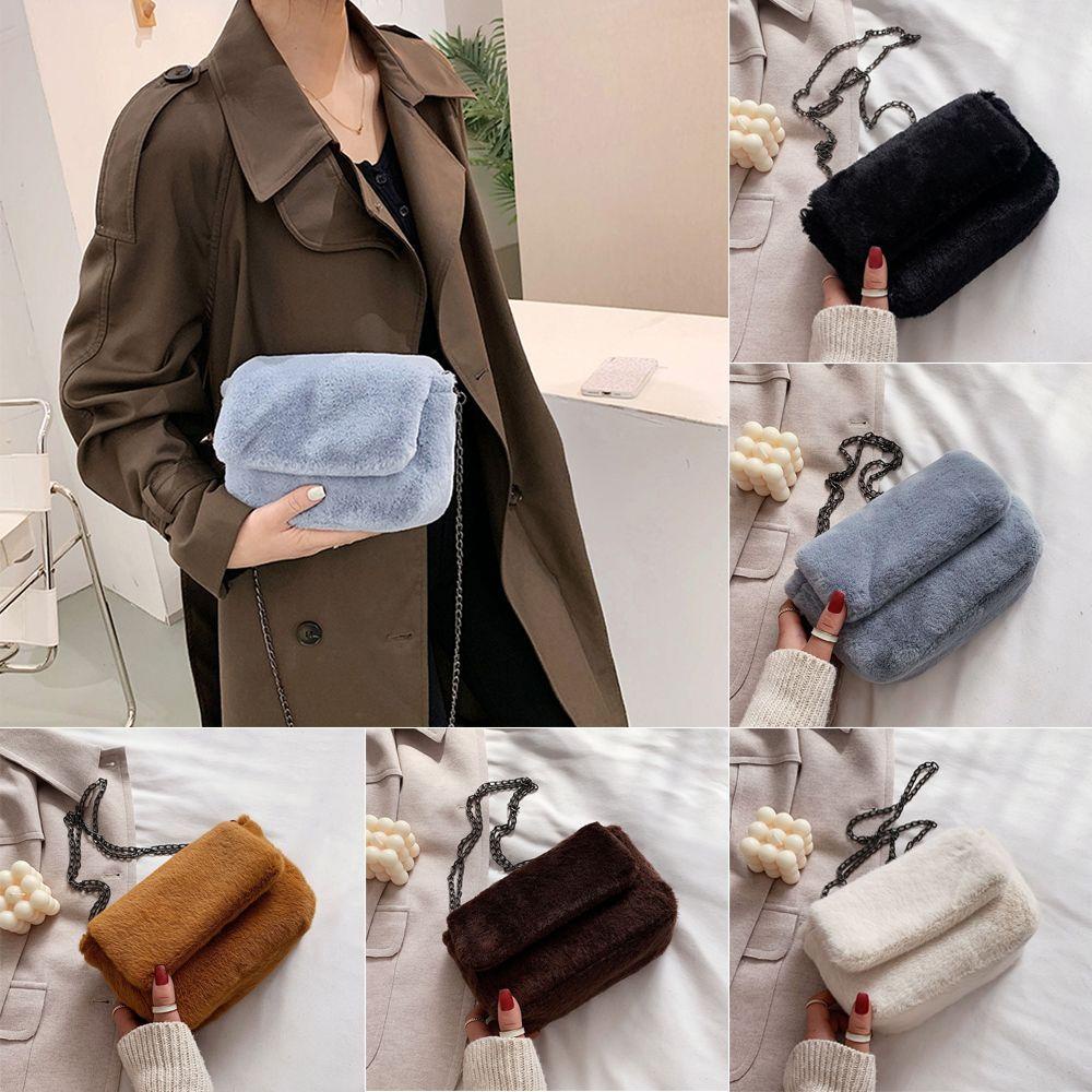 Túi Xách Đeo Vai Phủ Bông Mềm Phối Dây Xích Thời Trang Nữ Sành Điệu