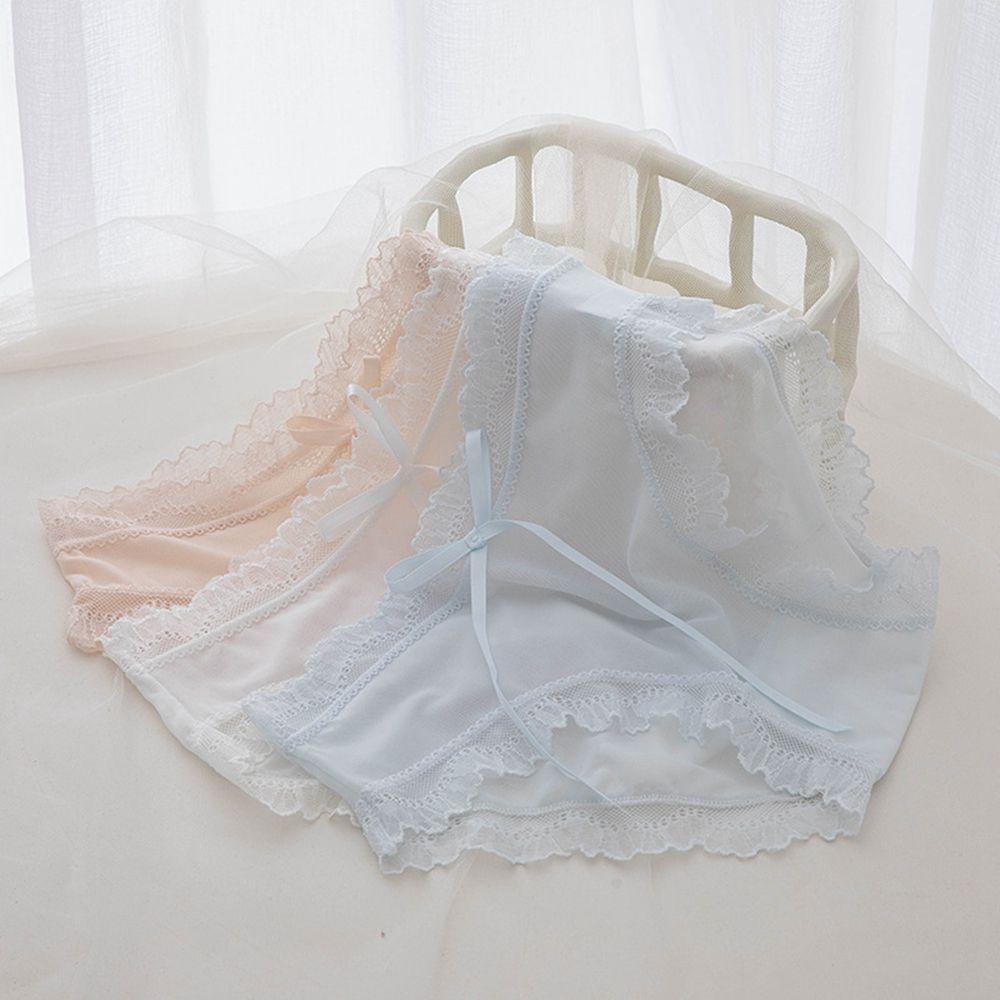 Somedayzl Quần Lót Cotton Ren Đáy Giữa Eo Màu Trơn Gợi Cảm Hàn Quốc Cho Nữ