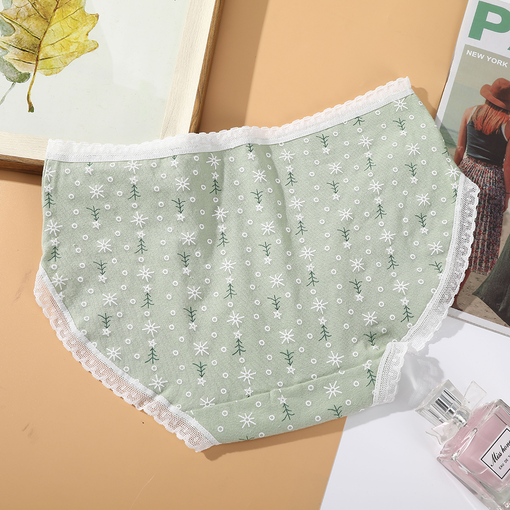 Quần Lót Aijolen Vải Cotton Phối Họa Tiết In Dễ Thương Dành Cho Nữ