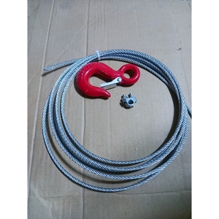 20 mét Dây cáp chịu lực 4mm Dây tời kèm móc cẩu 0.5 tấn và 1 khóa cáp