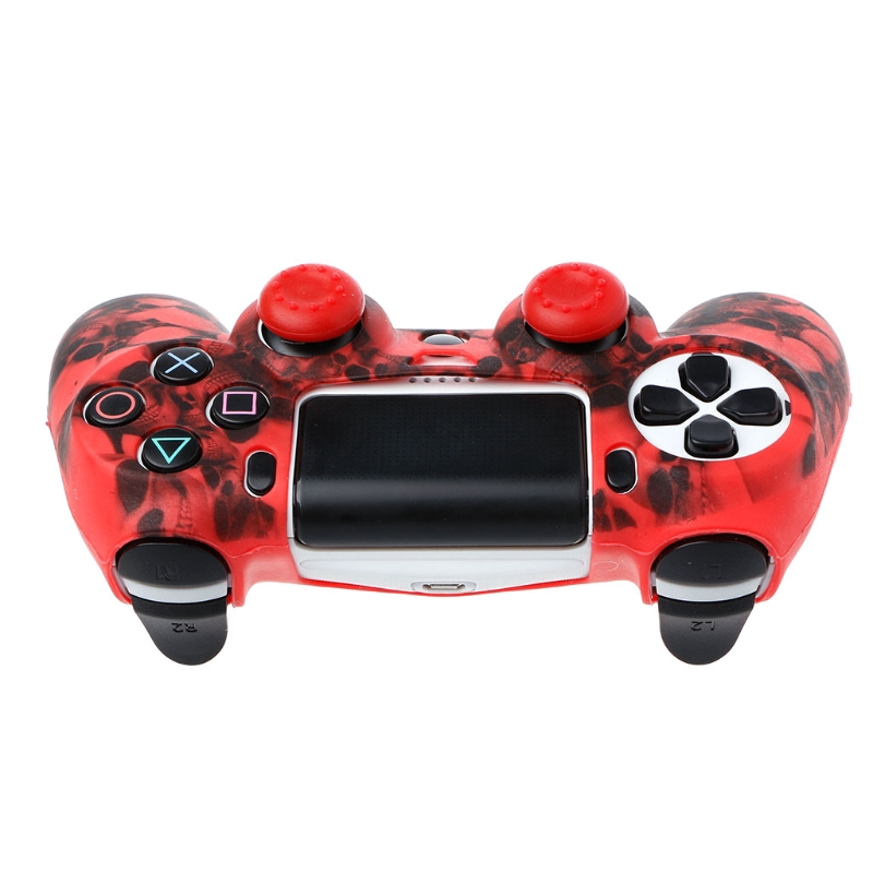 ❀CRE ❀ Skull Silicone Gamepad Cover Case + 2 Joystick Caps For PS4 Pro Slim Controller