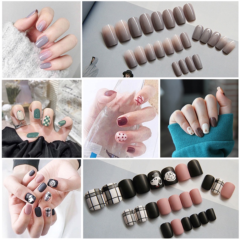 Set 24 móng tay giả toàn diện có thể tháo rời dễ thương