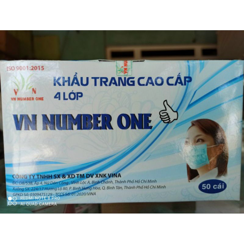 Khẩu Trang Y Tế 4 Lớp có LOGO, Kháng Khuẩn VN Number One