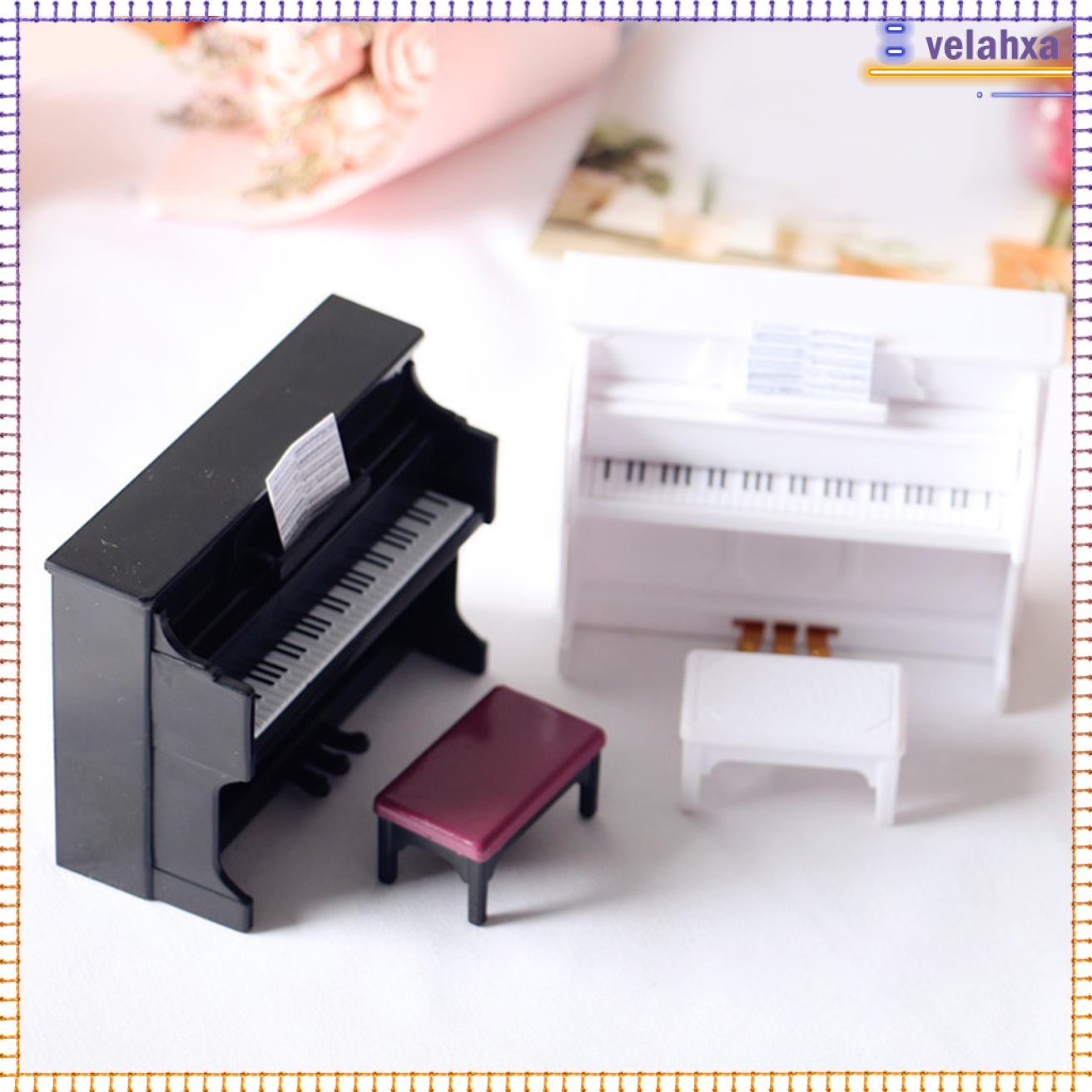 Đàn Piano Thu Nhỏ Với Ghế Nhân Tạo Độc Đáo Sống Động Trang Trí Nhà Búp Bê 12 Bjd 1/6