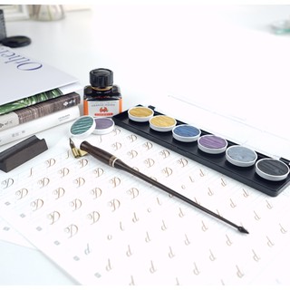 Quản chéo gỗ luyện viết calligraphy mẫu nâu đen vân rắn