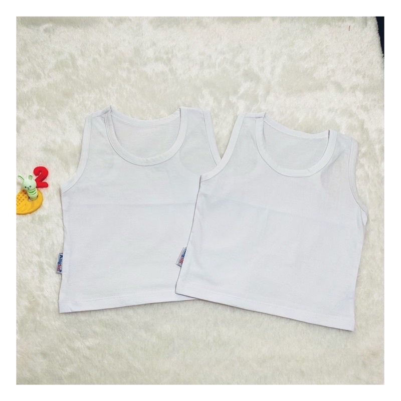 Áo thun ba lỗ cho bé từ 3- 35kg, áo sát nách cổ tròn màu trắng chất cotton mềm mát cho bé mặc ở nhà