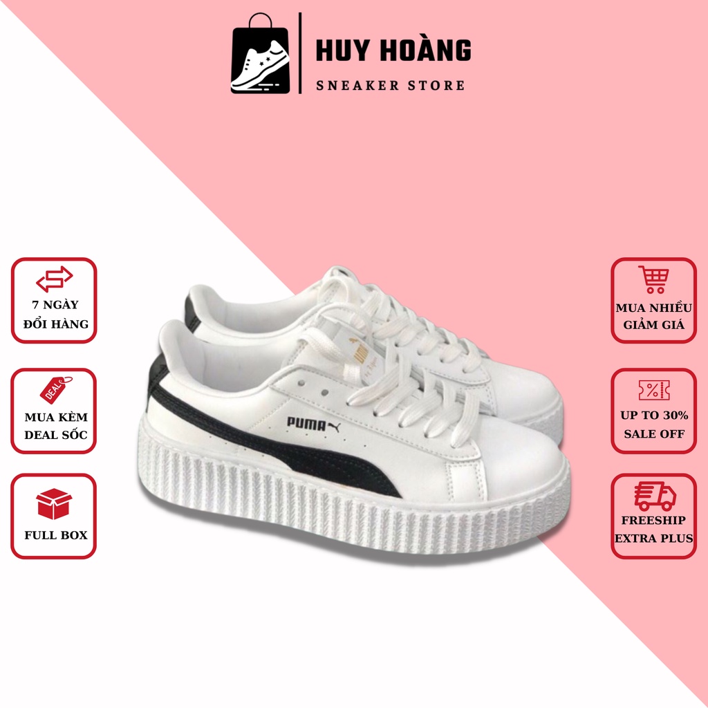 Giày thể thao nữ trắng 𝑷𝒖𝒎𝒂 - sneaker nữ trắng , giày độn đế 𝑷𝒖𝒎𝒂 trắng vạch đen tăng chiều cao Full Box