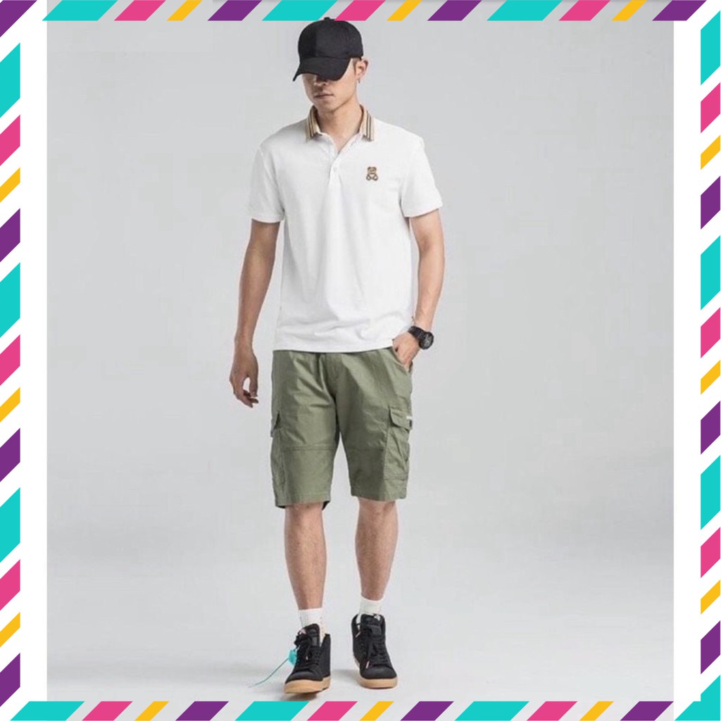 [HÀNG VNXK ] Áo Phông Polo Gấu Nâu Màu Trắng Viền Cổ Chất Liệu Thun Cá Sấu Thấm Hút Mồ Hôi Tốt | BigBuy360 - bigbuy360.vn