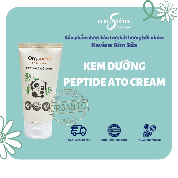 Chính hãng - Kem dưỡng ẩm sâu, phục hồi cho da khô và bị tổn thương Orgabébé Peptide ato cream - 150ml