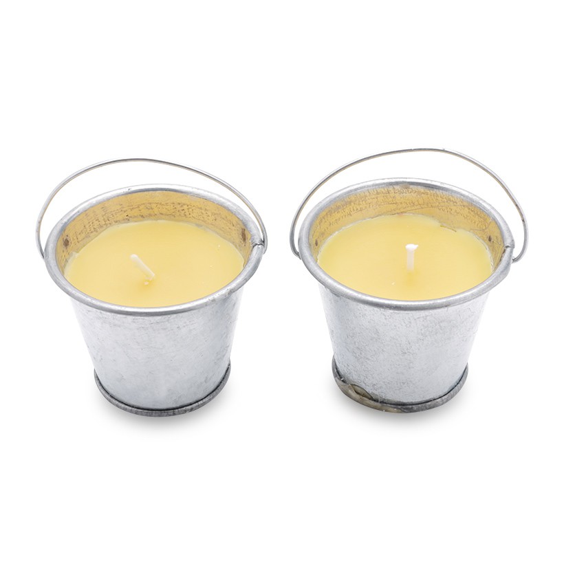 Bộ 2 nến thơm xô thiếc nhỏ Quang Minh Candle FtraMart RID1458 (Bạc, hương sả chanh)