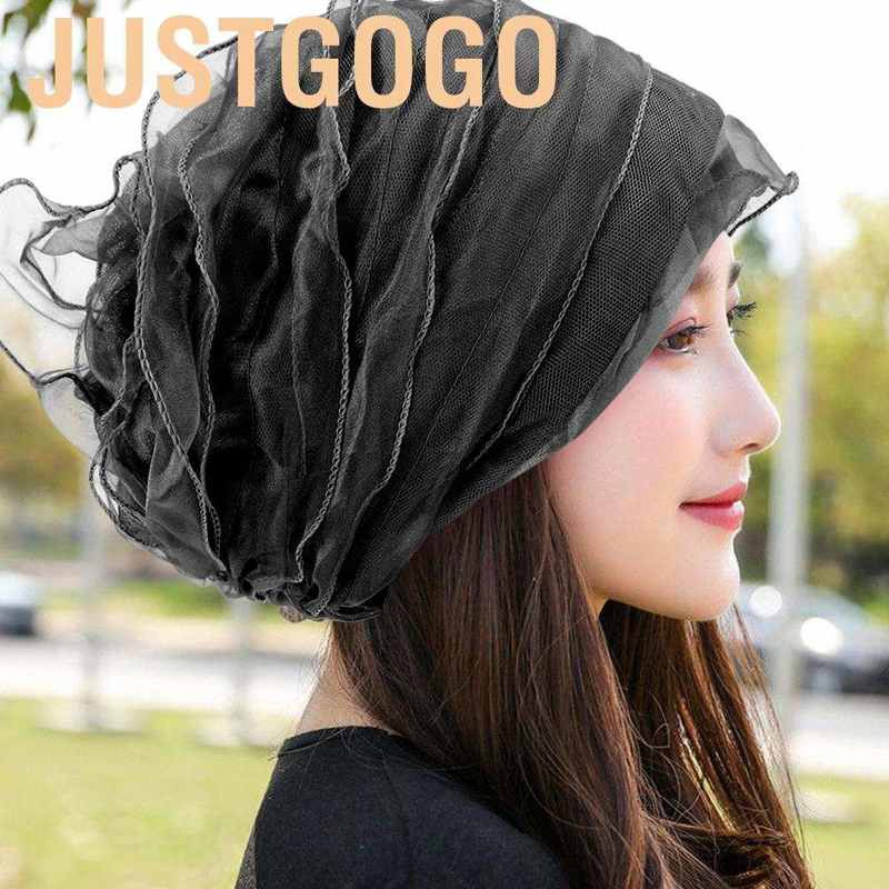 Justgogo Women Turban  Black Layered Religious Customs Style Headwear Turbans for Scarf Headwraps