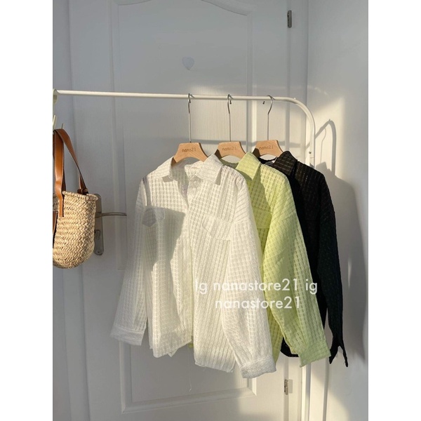 Áo sơ mi trơn dáng rộng 3 màu Nana21 Nanastore21
